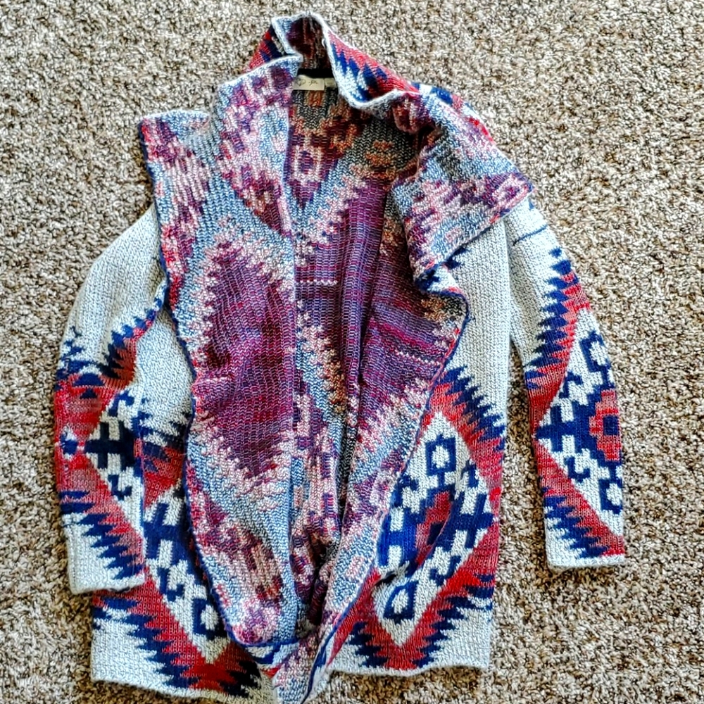 RD style open front Aztec sweater, stitch fix